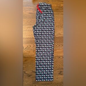 Vineyard Vines Kids Knit Pajama Pants- Navy with Whale & Santa Hat w Trees. XL